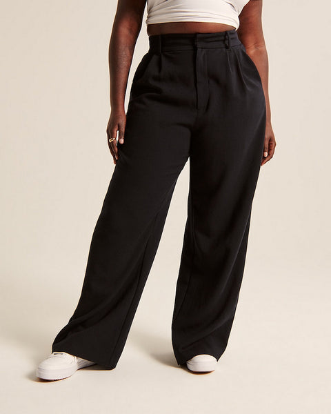 High Waist Wide Leg Straight Pants With Pockets