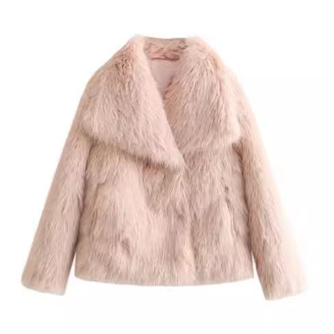 Luxury Cropped Winter Faux Fur Coat Jacket