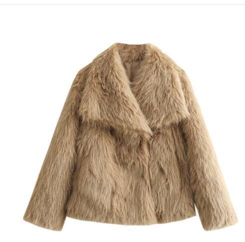 Luxury Cropped Winter Faux Fur Coat Jacket