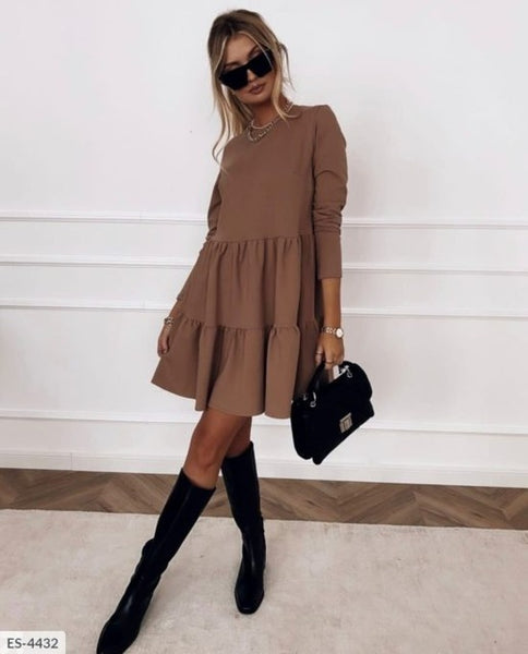 Autumn Long Sleeve Ruffle Babydoll Dress