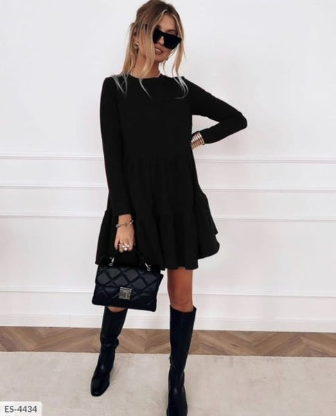 Autumn Long Sleeve Ruffle Babydoll Dress