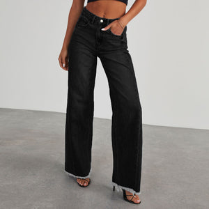 High Waist Straight Wide Leg Denim Pants