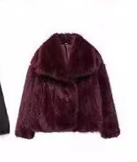 Luxury Cropped Winter Faux Fur Coat Jacket