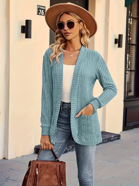 Gianna Solid Color Long Sleeve Open Front Cardigan