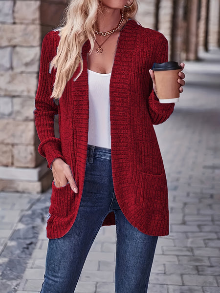 Gianna Solid Color Long Sleeve Open Front Cardigan