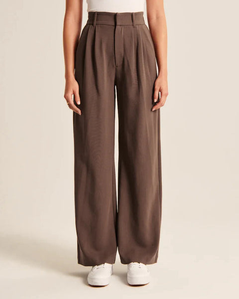 High Waist Wide Leg Straight Pants With Pockets