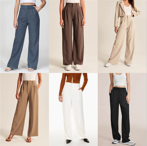 High Waist Wide Leg Straight Pants With Pockets