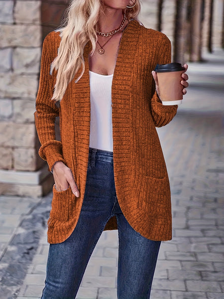 Gianna Solid Color Long Sleeve Open Front Cardigan