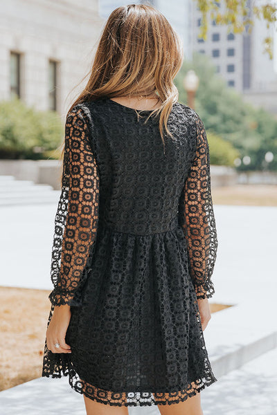 Lace Stitching Long Sleeve Dress Women