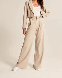 High Waist Wide Leg Straight Pants With Pockets