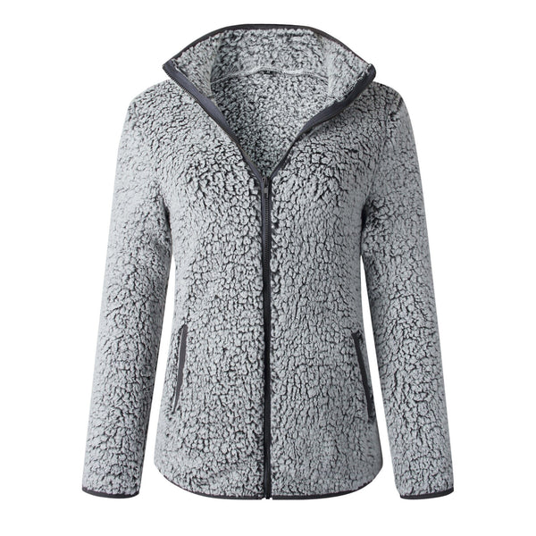 Full Zipper Pocketed Sherpa Teddy Jacket Coat