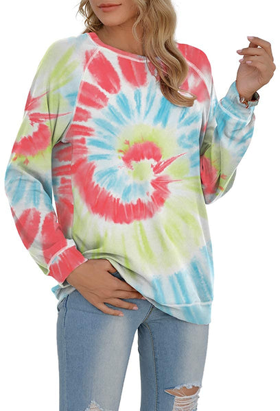 Tie-Dye Print Long Sleeve Crewneck Sweatshirt