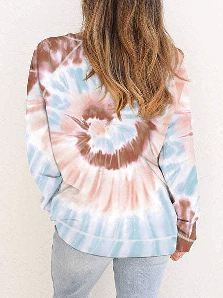 Tie-Dye Print Long Sleeve Crewneck Sweatshirt