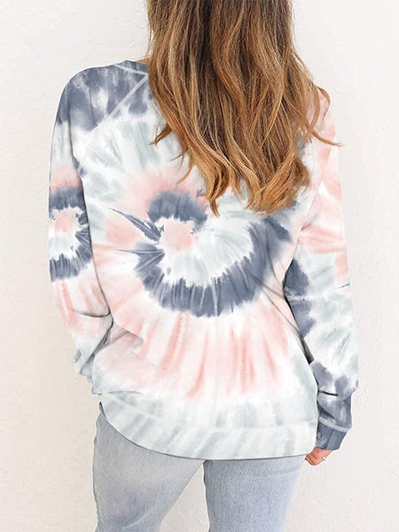 Tie-Dye Print Long Sleeve Crewneck Sweatshirt