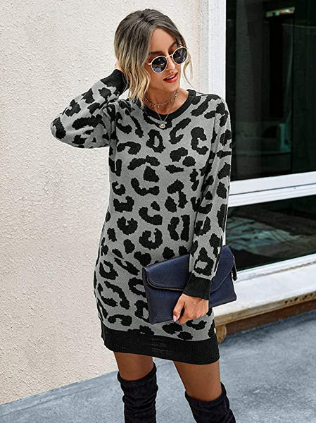 Leopard Print Sweater Dress