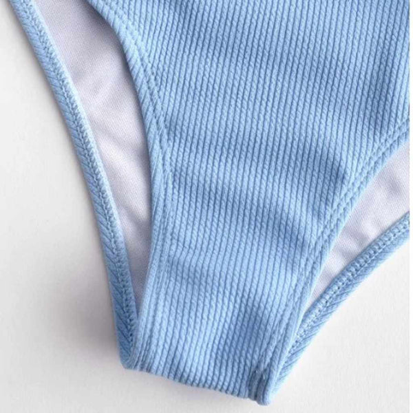 Tatiana Baby Blue Front Tie Push-Up One Piece Swimsuit