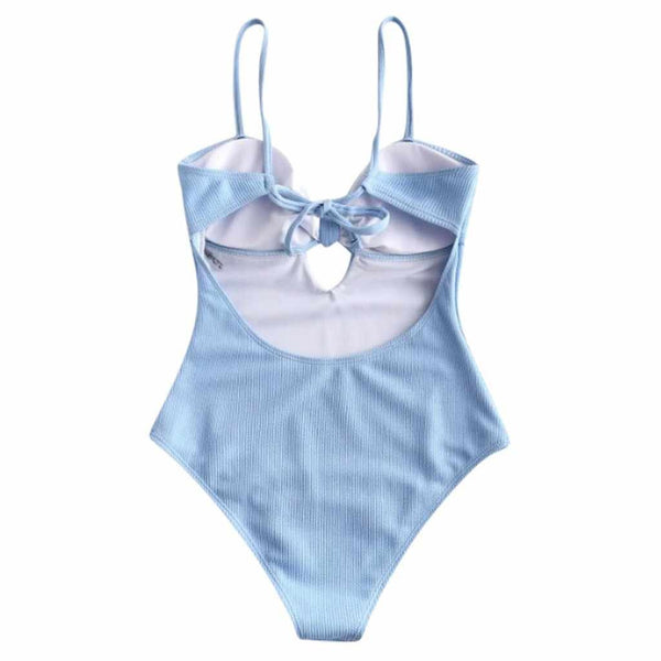 Tatiana Baby Blue Front Tie Push-Up One Piece Swimsuit