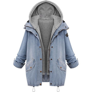 Denim Trench Coat/Parka with Hooded Vest