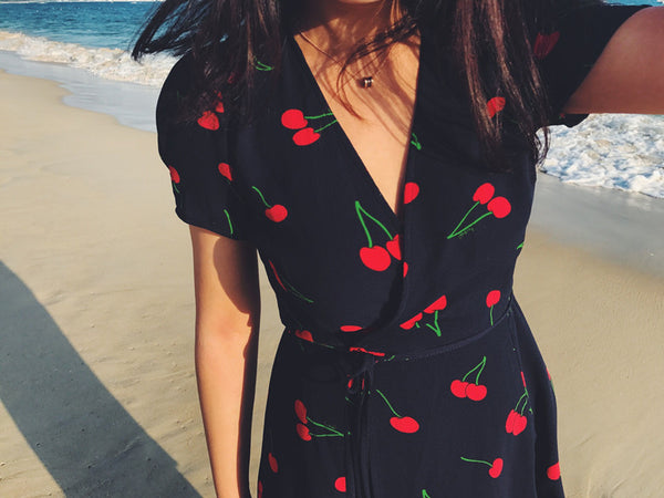 Sweet Floral Print Wrap Dress