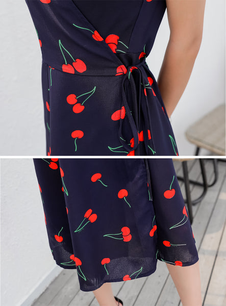 Sweet Floral Print Wrap Dress