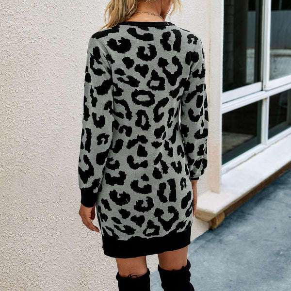 Leopard Print Sweater Dress