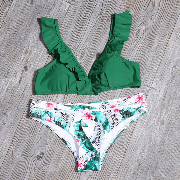 Athena Ruffle Top & Low Waist Two-Piece Bikini Set