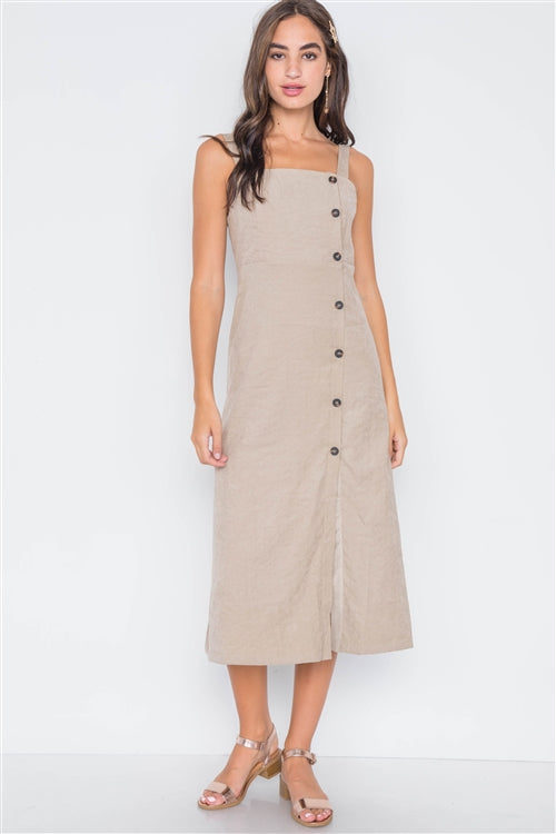 Vivienne Crushed Button-Front Midi Dress