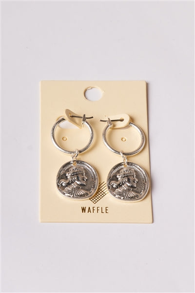 Silver Mini Ancient Coin Drop Earrings