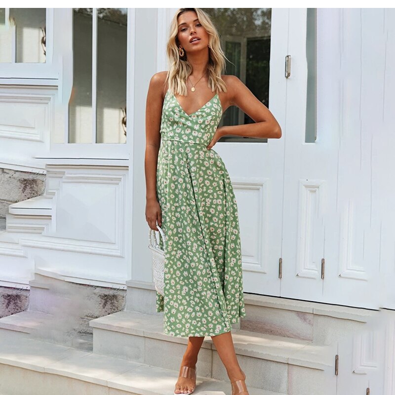 Jenna Spaghetti Strap Floral Boho Dress