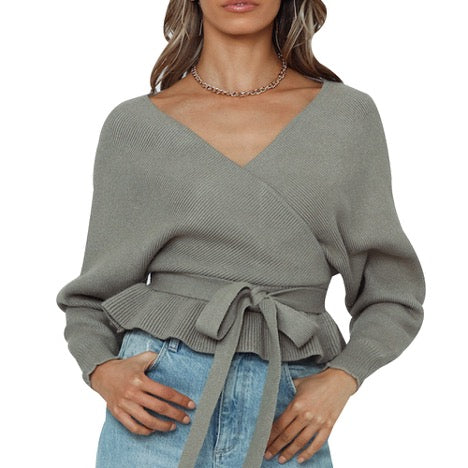 Maren Belted Backless Pullover Top