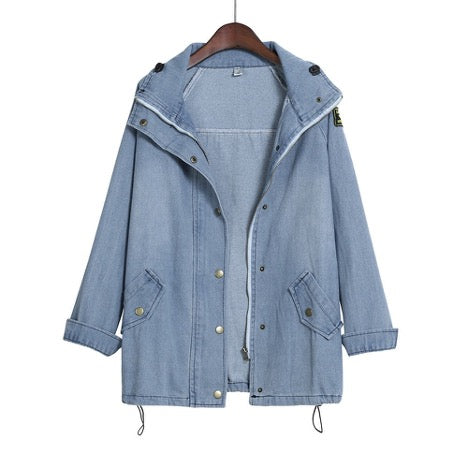 Denim Trench Coat/Parka with Hooded Vest