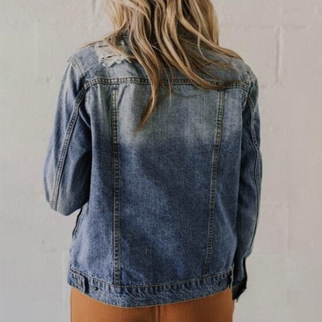 Women's Vintage Inspired Distressed Denim Jacket