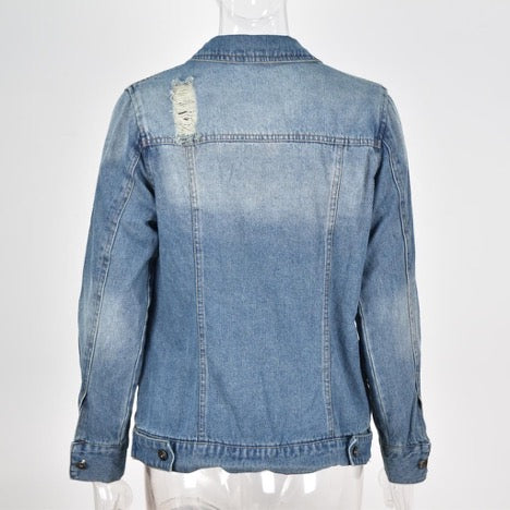 Women's Vintage Inspired Distressed Denim Jacket