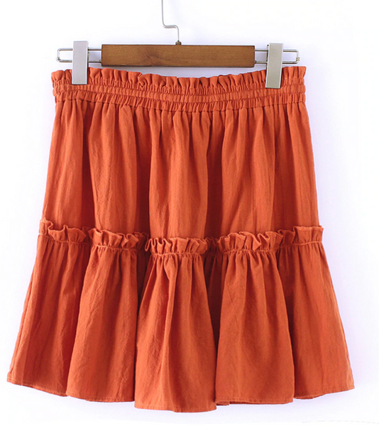 Lilah Burnt Orange Ruffled Skirt