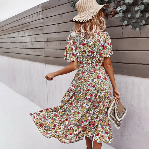 Magnolia Short Sleeve Floral Print Dress