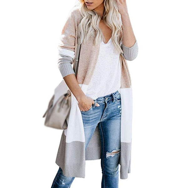 Knee-Length Loose Cardigan Lightweight Sweater with Pockets