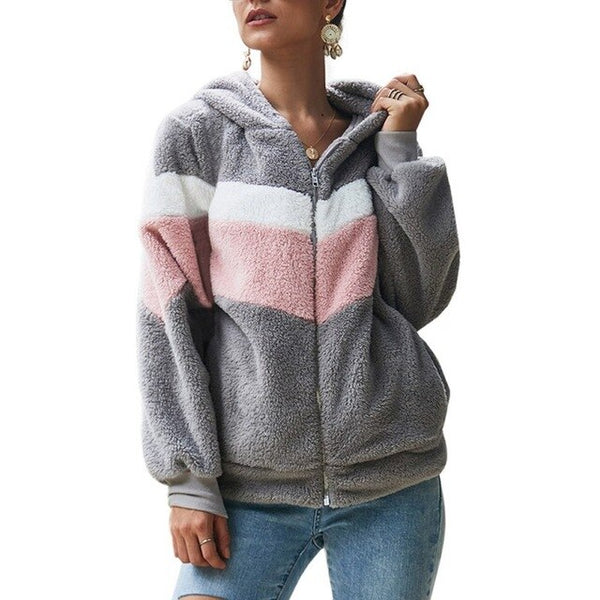 Multicolored Chevron Sherpa Jacket