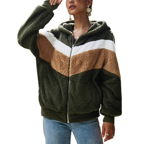 Multicolored Chevron Sherpa Jacket