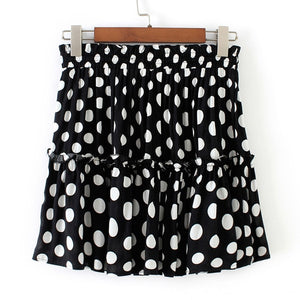 Sabrinna Polka Dot Pleated Lace Up Mini Skirt