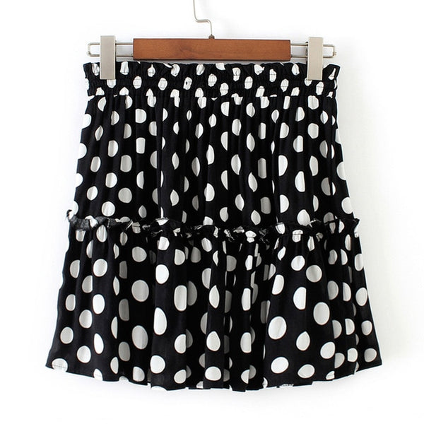 Sabrinna Polka Dot Pleated Lace Up Mini Skirt