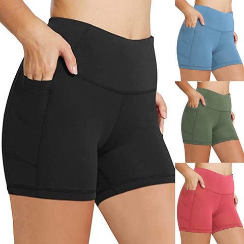 High Waist Running/Yoga Shorts with Side Pockets