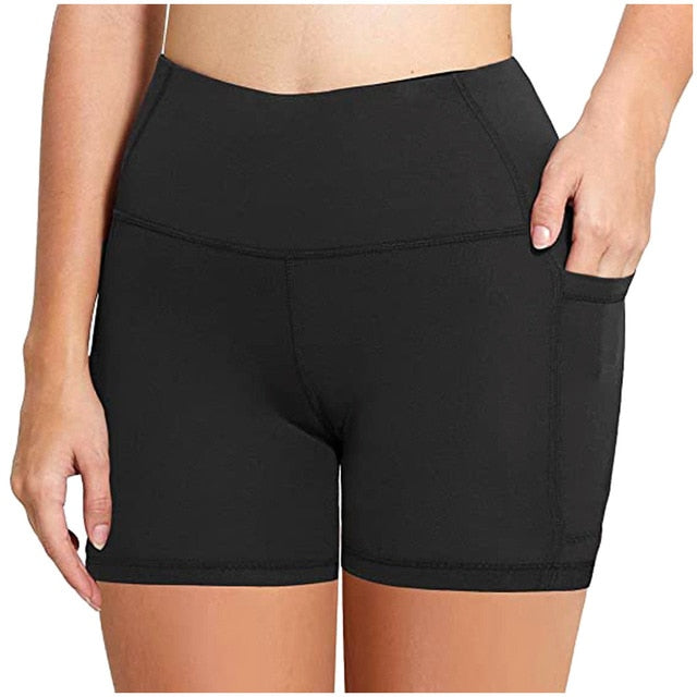 High Waist Running/Yoga Shorts with Side Pockets