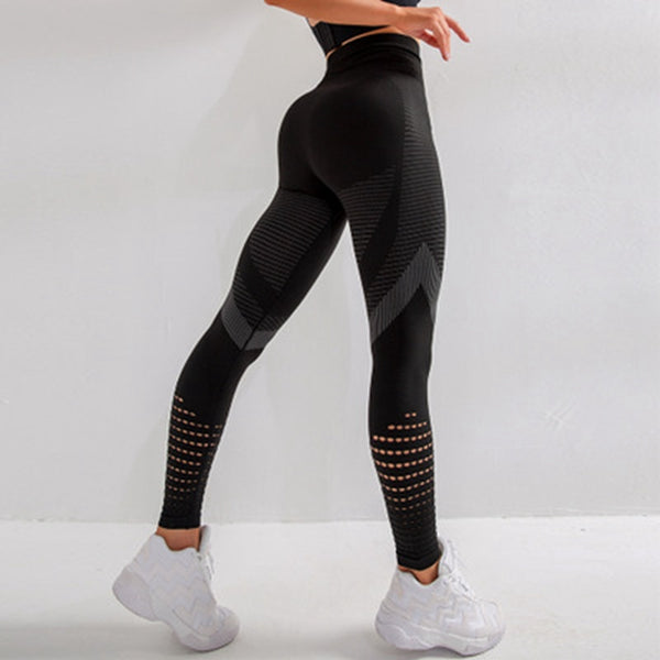 Seamless Hollow Pattern Athletic Legging and Top