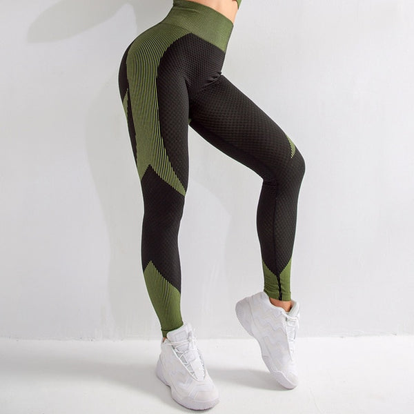 Seamless Hollow Pattern Athletic Legging and Top