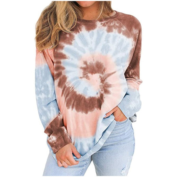 Tie-Dye Print Long Sleeve Crewneck Sweatshirt