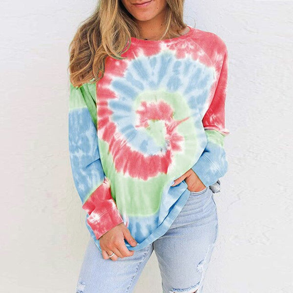 Tie-Dye Print Long Sleeve Crewneck Sweatshirt