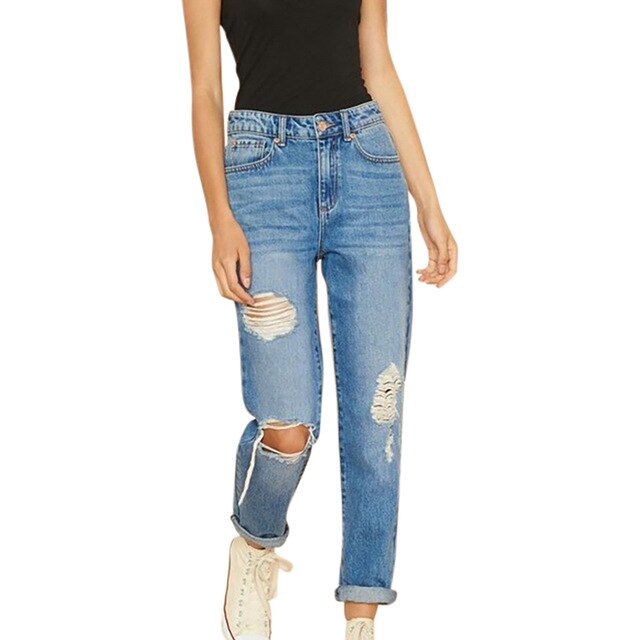 Samantha Distressed Ankle Length Boyfriend Jeans