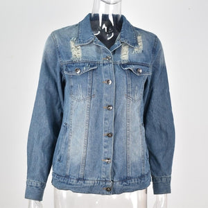 Women's Vintage Inspired Distressed Denim Jacket