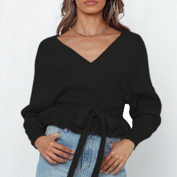 Maren Belted Backless Pullover Top