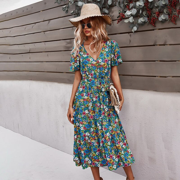 Magnolia Short Sleeve Floral Print Dress